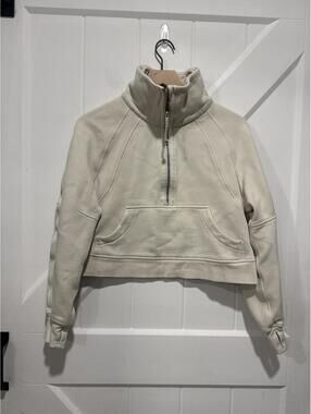 Lululemon Scuba Oversized Funnel-Neck Half-Zip Sweatshirt in Ivory, Size XS/S